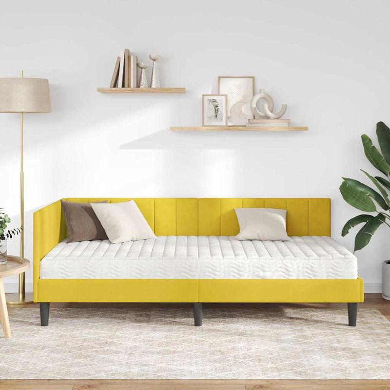 Casa si Gradina - Mobilier - Paturi si accesorii - Paturi - Cadru de pat coltar cu saltea Galben 90 x 200 cm Catifea - Infinity.ro