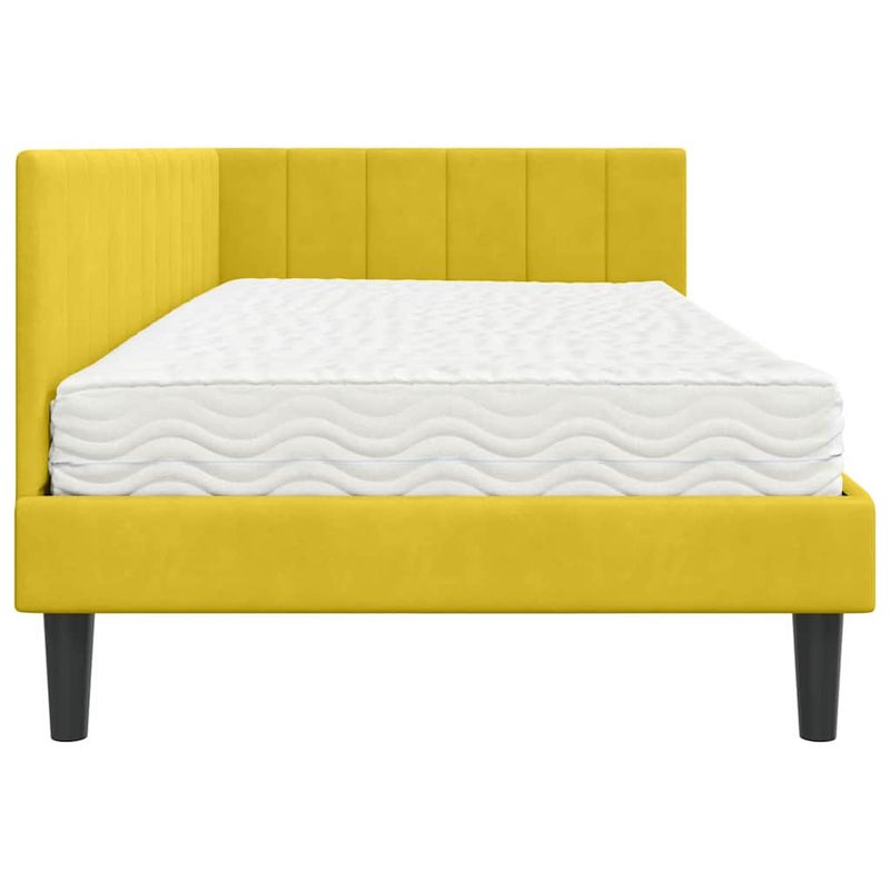 Casa si Gradina - Mobilier - Paturi si accesorii - Paturi - Cadru de pat coltar cu saltea Galben 90 x 200 cm Catifea - Infinity.ro