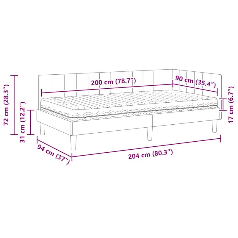 Casa si Gradina - Mobilier - Paturi si accesorii - Paturi - Cadru de pat coltar cu saltea Galben 90 x 200 cm Catifea - Infinity.ro