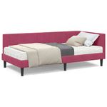 Casa si Gradina - Mobilier - Paturi si accesorii - Paturi - Cadru de pat coltar cu saltea bordo 90 x 190 cm Catifea - Infinity.ro