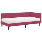Casa si Gradina - Mobilier - Paturi si accesorii - Paturi - Cadru de pat coltar cu saltea bordo 90 x 190 cm Catifea - Infinity.ro