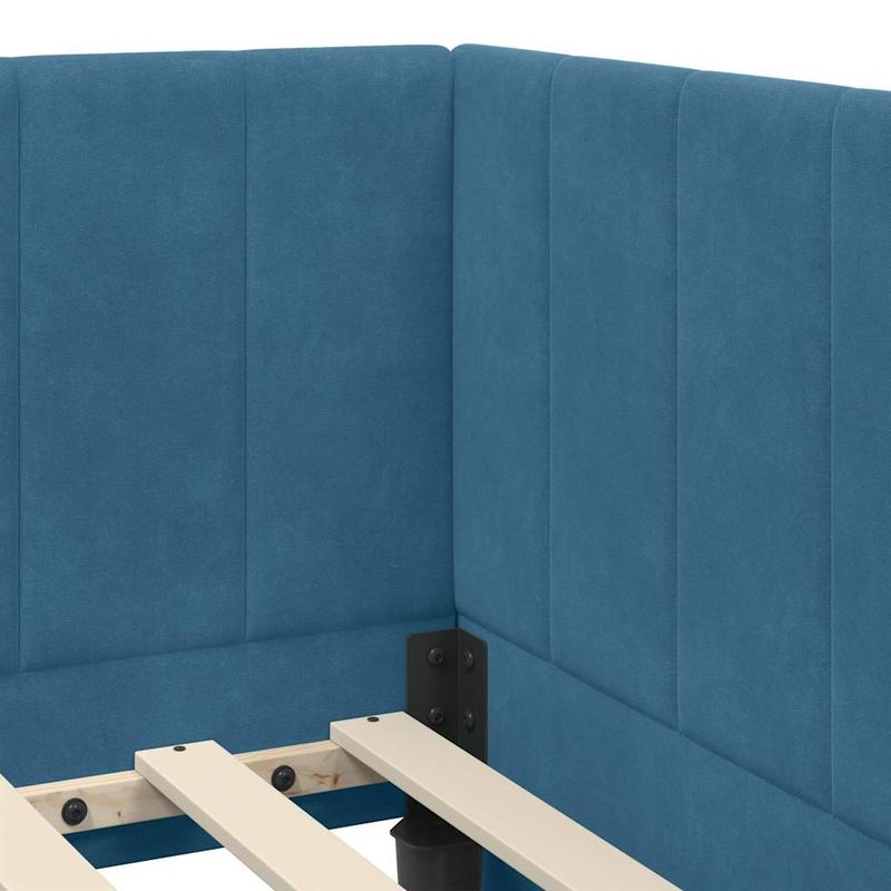Casa si Gradina - Mobilier - Paturi si accesorii - Paturi - Cadru de pat coltar cu saltea albastru 90 x 200 cm Catifea - Infinity.ro