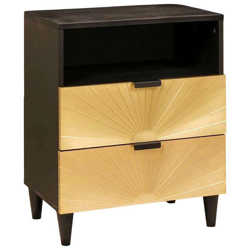 Casa si Gradina - Mobilier - Comode si corpuri - Noptiere - Noptiera Negru si Aur 50 x 33 x 60 cm Lemn masiv de mango - Infinity.ro
