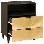 Casa si Gradina - Mobilier - Comode si corpuri - Noptiere - Noptiera Negru si Aur 50 x 33 x 60 cm Lemn masiv de mango - Infinity.ro