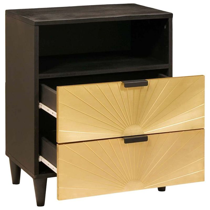 Casa si Gradina - Mobilier - Comode si corpuri - Noptiere - Noptiera Negru si Aur 50 x 33 x 60 cm Lemn masiv de mango - Infinity.ro