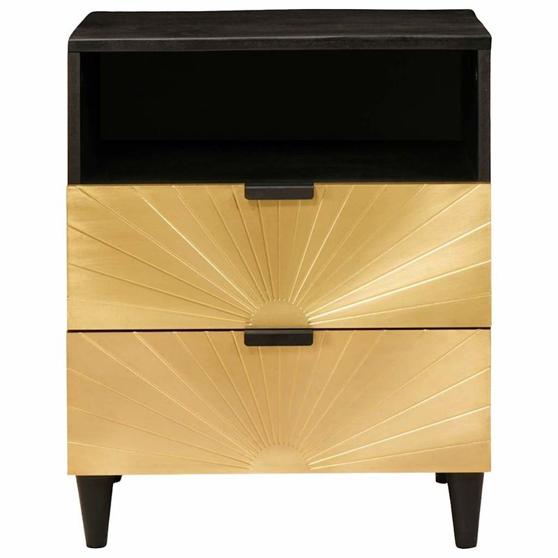 Casa si Gradina - Mobilier - Comode si corpuri - Noptiere - Noptiera Negru si Aur 50 x 33 x 60 cm Lemn masiv de mango - Infinity.ro