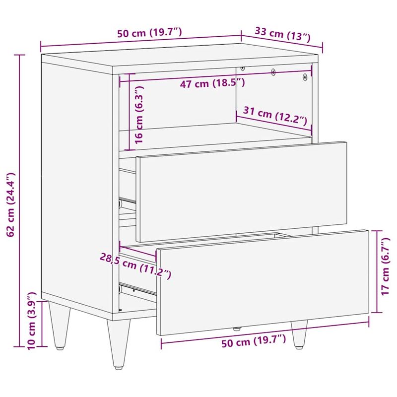 Casa si Gradina - Mobilier - Comode si corpuri - Noptiere - Noptiera Negru si Aur 50 x 33 x 60 cm Lemn masiv de mango - Infinity.ro