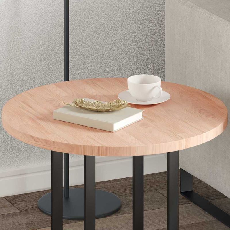 Casa si Gradina - Constructii - Lemn constructii - Placi lemn - Placa de masa Maro deschis Ø 60 x 2.5 cm Lemn de stejar masiv - Infinity.ro