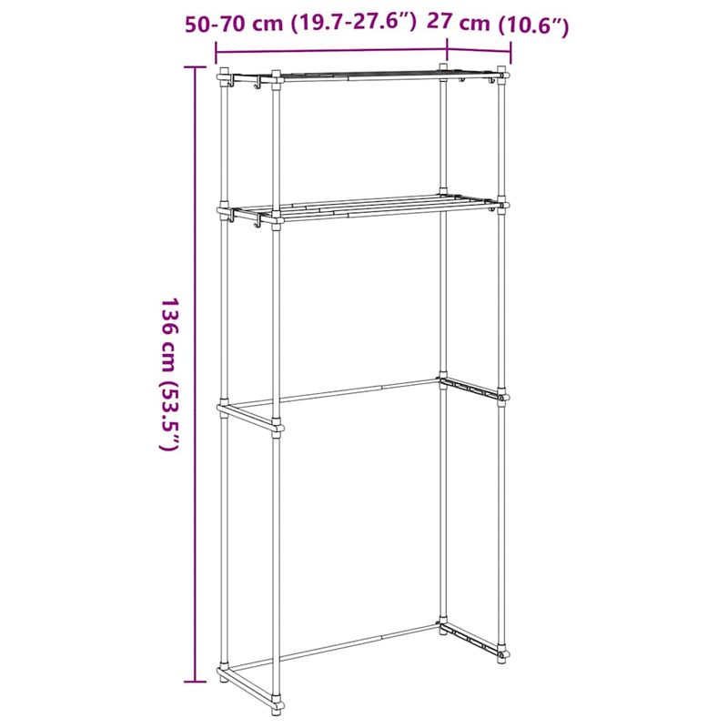 Casa si Gradina - Mobilier - Biblioteci si rafturi - Rafturi - Raft pentru masina de spalat Alb 63 x 27 x 136 cm Aluminiu - Infinity.ro