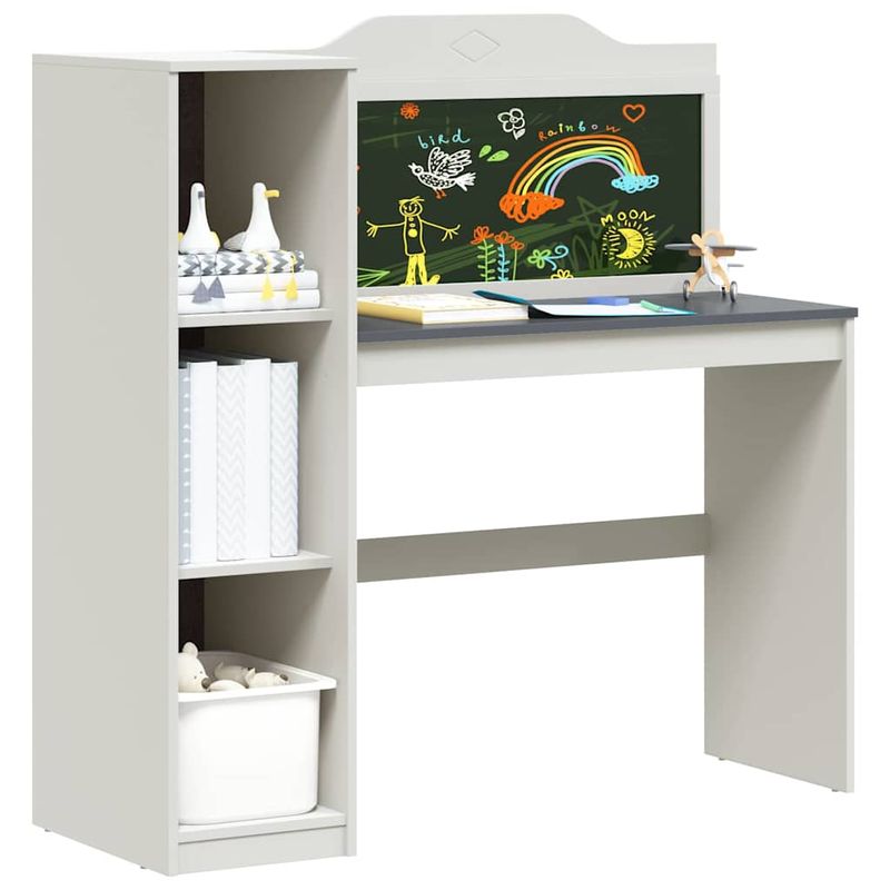 Casa si Gradina - Mobilier - Mese si birouri - Birouri - Birou cu tabla de scris cu raft Alb si gri 120 x 45 x 118.5 cm - Infinity.ro