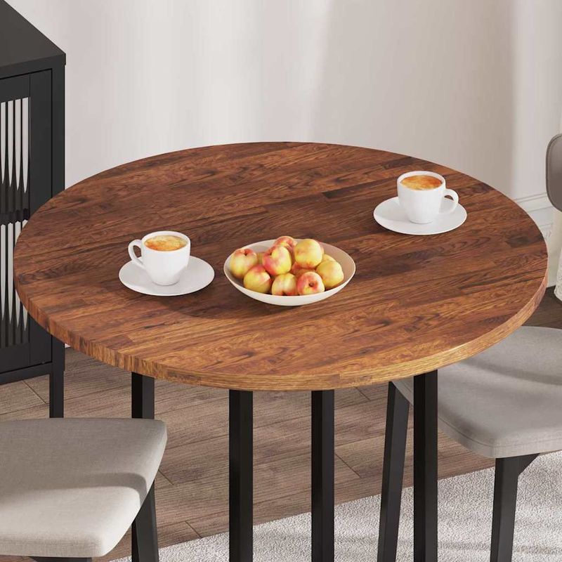 Casa si Gradina - Mobilier - Feronerie si accesorii mobila - Placa de masa Maro inchis Ø 90 x 2.5 cm Lemn de stejar masiv - Infinity.ro