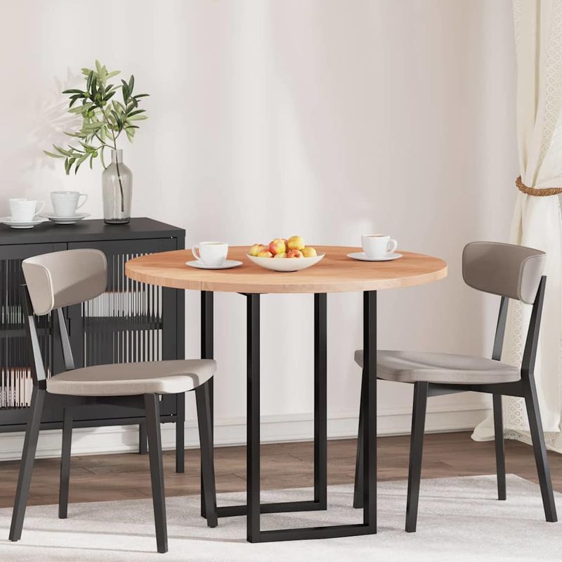 Casa si Gradina - Mobilier - Feronerie si accesorii mobila - Placa de masa Maro deschis Ø 90 x 2.5 cm Lemn de stejar masiv - Infinity.ro