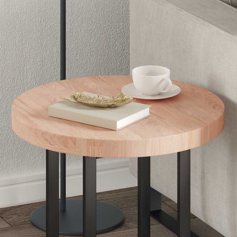 Casa si Gradina - Mobilier - Feronerie si accesorii mobila - Placa de masa Maro deschis Ø 50 x 4 cm Lemn de stejar masiv - Infinity.ro