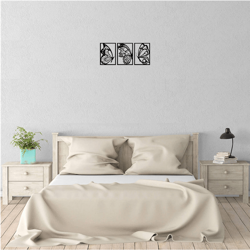 Casa si Gradina - Decoratiuni - Decoratiuni perete - Decor perete Fluturi din 3 Parti HH762 din lemn - 114 L x 50 H (cm) - Infinity.ro