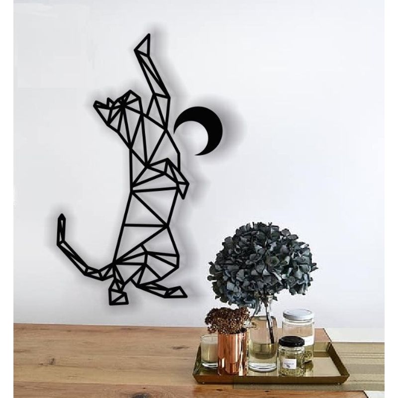 Casa si Gradina - Decoratiuni - Decoratiuni perete - Decor perete Personalizabil Pisica si Luna HHH164 din lemn - 35 L x 58 H (cm) - Infinity.ro