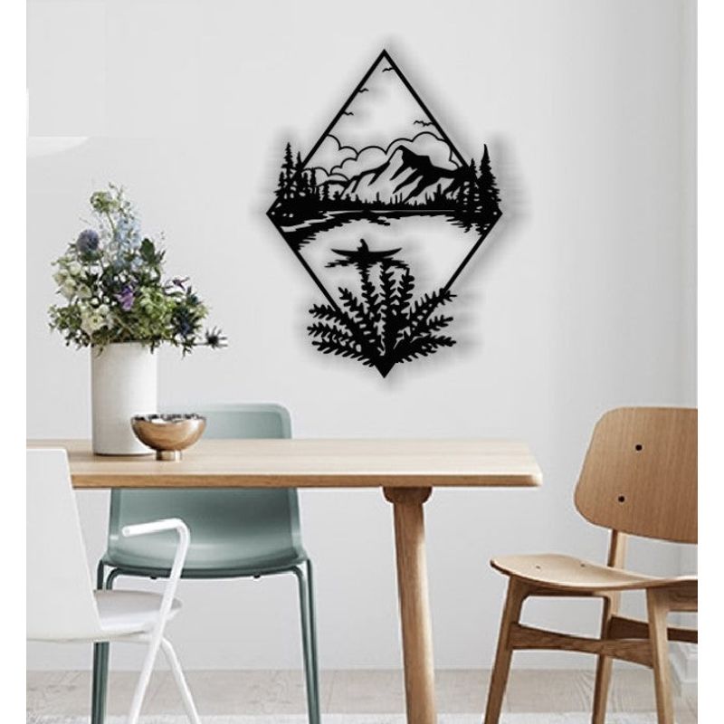 Casa si Gradina - Decoratiuni - Decoratiuni perete - Decor perete Personalizabil Munte si Lac HHH75 din lemn - 38 L x 53 H (cm) - Infinity.ro