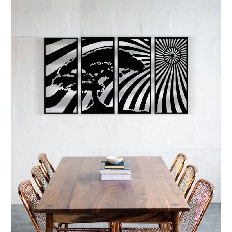 Casa si Gradina - Decoratiuni - Decoratiuni perete - Decor perete Personalizabil 4 Parti 3D Copac HHH459 din lemn - 104 L x 58 H (cm) - Infinity.ro