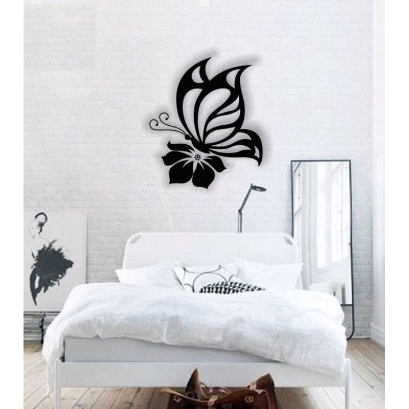 Casa si Gradina - Decoratiuni - Decoratiuni perete - Decor perete Personalizabil Fluture pe Floare HHH252 din lemn - 29 L x 34 H (cm) - Infinity.ro