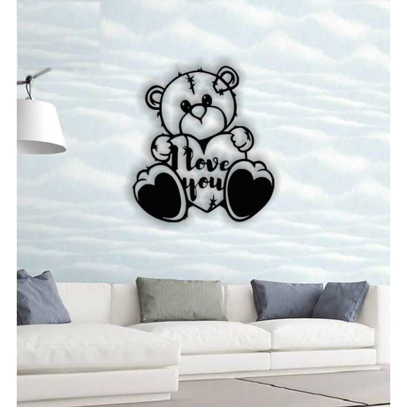 Casa si Gradina - Decoratiuni - Decoratiuni perete - Decor perete Personalizabil Urs cu Inima HHH276 din lemn - 38 L x 42 H (cm) - Infinity.ro