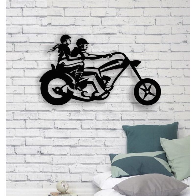 Casa si Gradina - Decoratiuni - Decoratiuni perete - Decor perete Personalizabil Cuplu Pe Motocicleta HHH355 din lemn - 29 L x 17 H (cm) - Infinity.ro