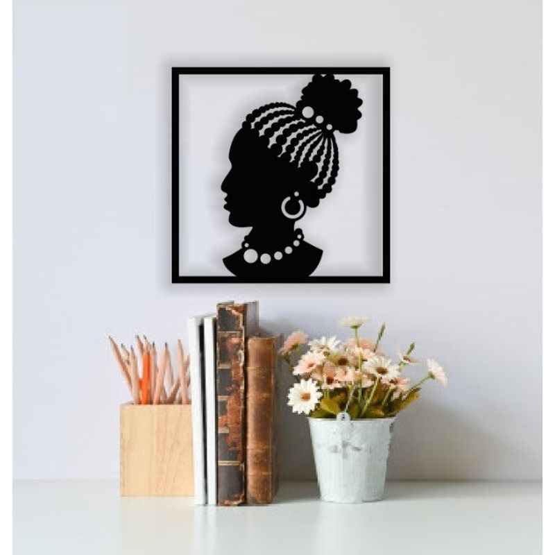 Casa si Gradina - Decoratiuni - Decoratiuni perete - Decor perete Personalizabil Doamna Afro HHH109 din lemn - 38 L x 38 H (cm) - Infinity.ro