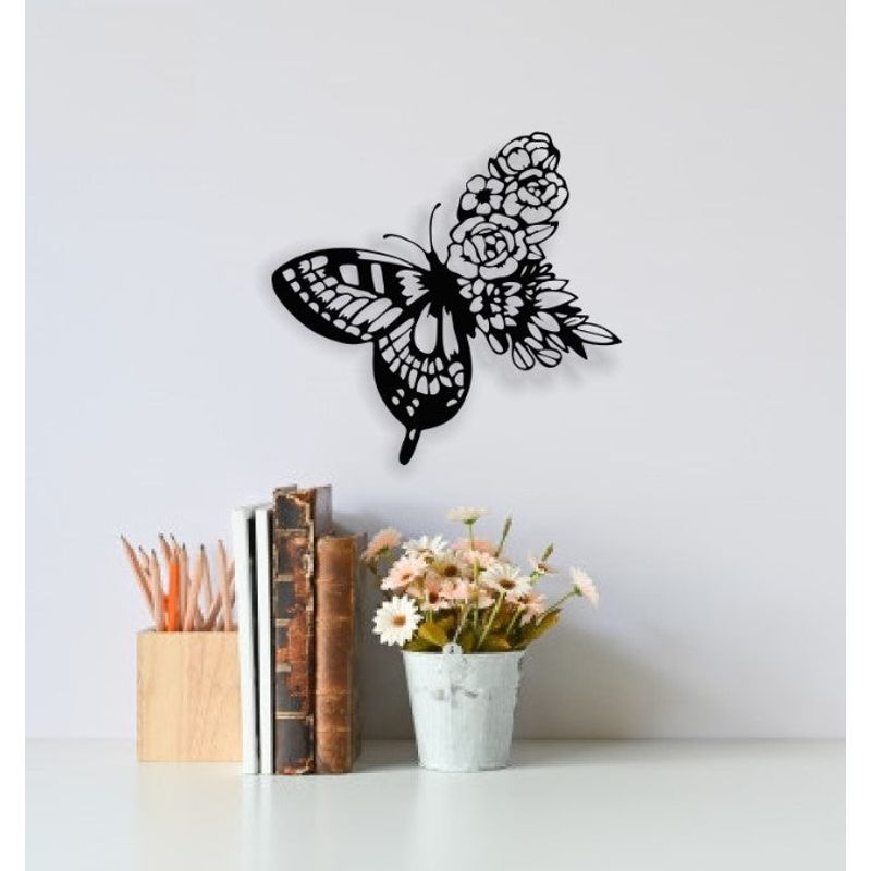 Casa si Gradina - Decoratiuni - Decoratiuni perete - Decor perete Personalizabil Fluture din Flori HHH649 din lemn - 29 L x 22 H (cm) - Infinity.ro