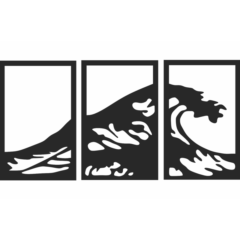 Casa si Gradina - Decoratiuni - Decoratiuni perete - Decor perete Personalizabil 3 Parti Valuri HHH521 din lemn - 76 L x 38 H (cm) - Infinity.ro