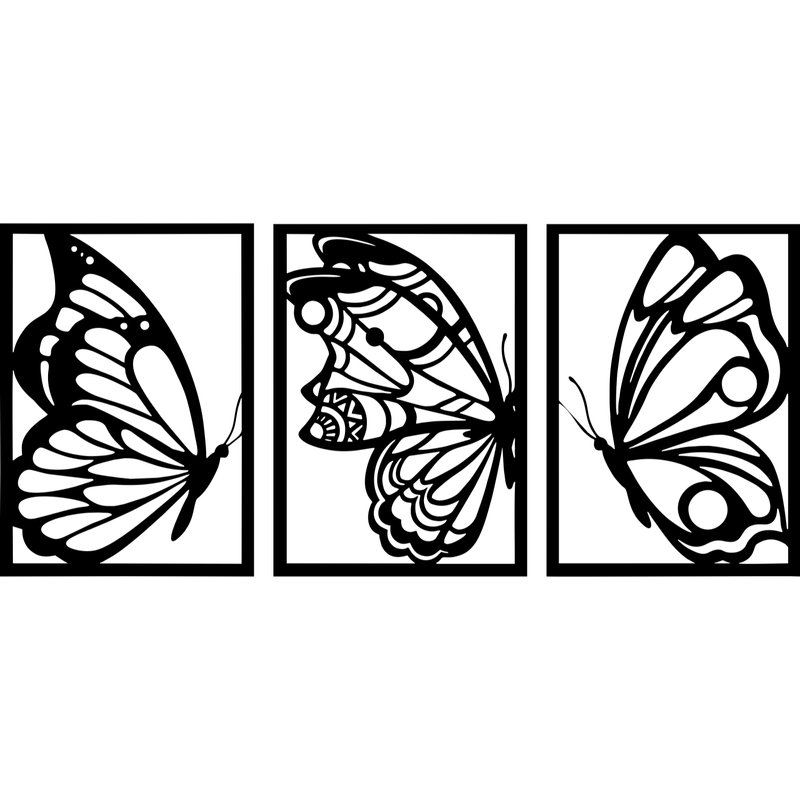 Casa si Gradina - Decoratiuni - Decoratiuni perete - Decor perete Fluturi din 3 Parti HH762 din lemn - 46 L x 20 H (cm) - Infinity.ro