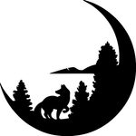 Casa si Gradina - Decoratiuni - Decoratiuni perete - Decor perete Lup si Luna HH695 din lemn - 27 L x 27 H (cm) - Infinity.ro