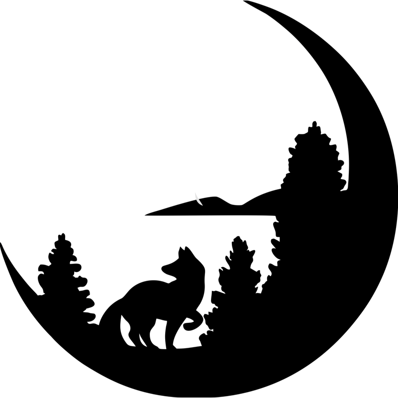 Casa si Gradina - Decoratiuni - Decoratiuni perete - Decor perete Lup si Luna HH695 din lemn - 27 L x 27 H (cm) - Infinity.ro