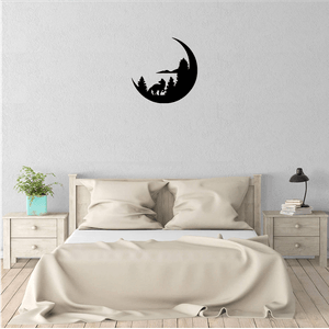 Decor perete Lup si Luna HH695 din lemn - 27 L x 27 H (cm)