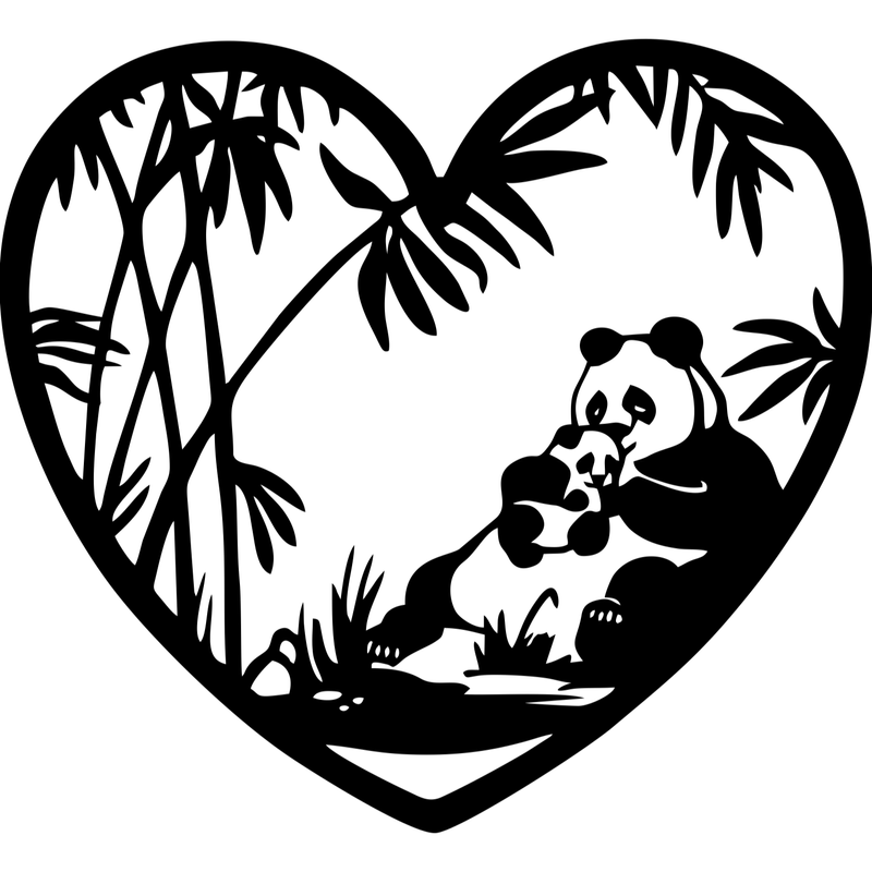 Casa si Gradina - Decoratiuni - Decoratiuni perete - Decor perete Urs Panda cu Pui HH751 din lemn - 41 L x 37 H (cm) - Infinity.ro