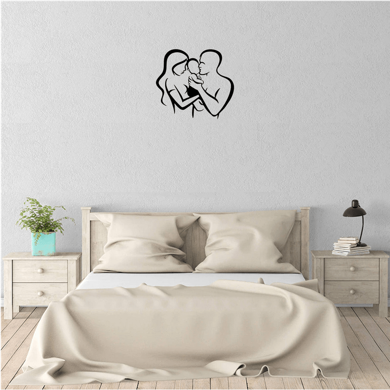 Casa si Gradina - Decoratiuni - Decoratiuni perete - Decor perete Familie cu Bebelus HH728 din lemn - 41 L x 37 H (cm) - Infinity.ro