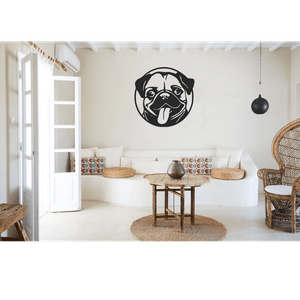 Decor perete Catel Pug Mops HH688 din lemn - 20 L x 20 H (cm)