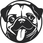 Casa si Gradina - Decoratiuni - Decoratiuni perete - Decor perete Catel Pug Mops HH688 din lemn - 20 L x 20 H (cm) - Infinity.ro