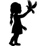 Casa si Gradina - Decoratiuni - Decoratiuni perete - Decor perete Fetita cu Porumbel HH692 din lemn - 35 L x 57 H (cm) - Infinity.ro