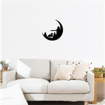 Casa si Gradina - Decoratiuni - Decoratiuni perete - Decor perete Lup si Luna HH695 din lemn - 20 L x 20 H (cm) - Infinity.ro