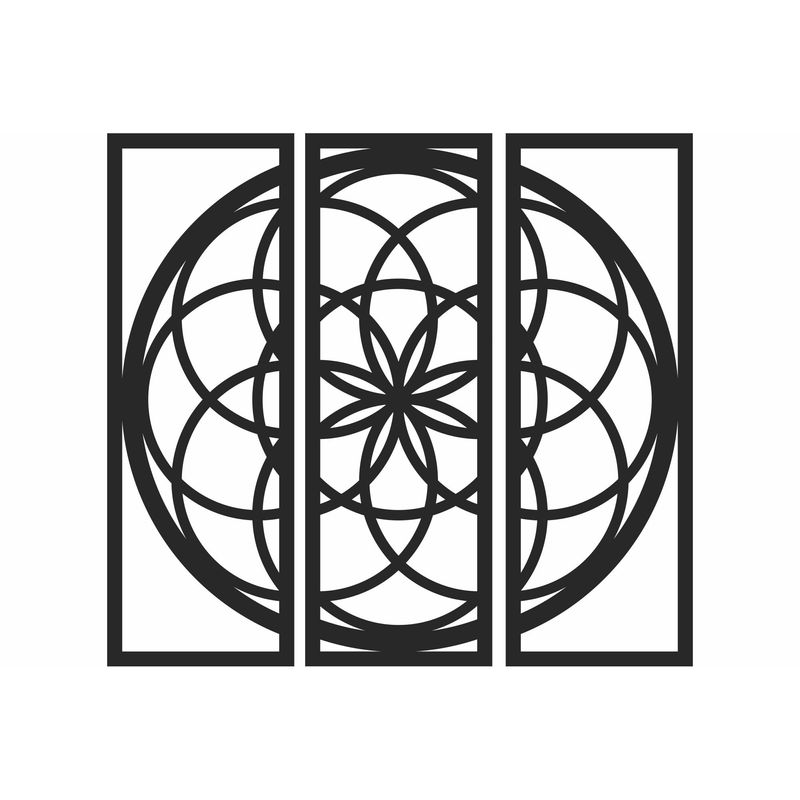 Casa si Gradina - Decoratiuni - Decoratiuni perete - Decor perete Personalizabil 3 Parti Cerc cu Floare Mandala HHH555 din lemn - 38 L x 42 H (cm) - Infinity.ro