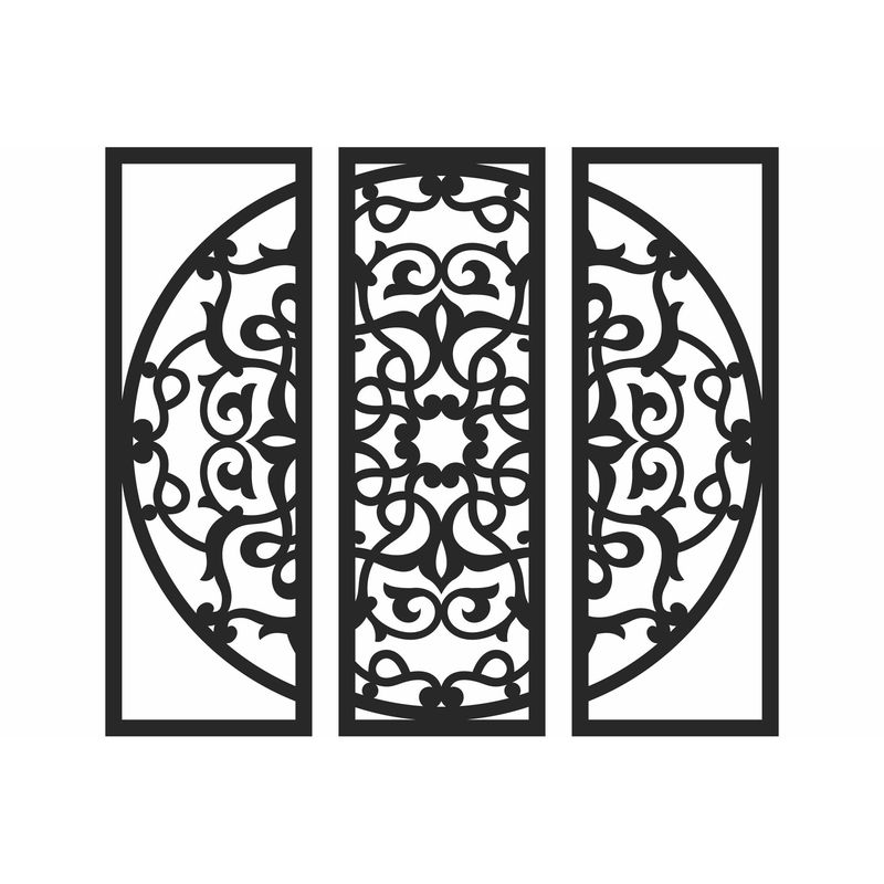 Casa si Gradina - Decoratiuni - Decoratiuni perete - Decor perete Personalizabil 3 Parti Cerc Mandala HHH552 din lemn - 43 L x 38 H (cm) - Infinity.ro