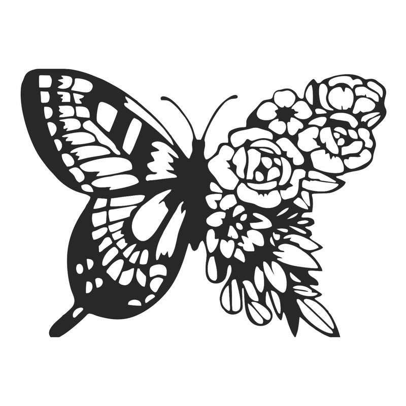 Casa si Gradina - Decoratiuni - Decoratiuni perete - Decor perete Personalizabil Fluture din Flori HHH649 din lemn - 39 L x 29 H (cm) - Infinity.ro