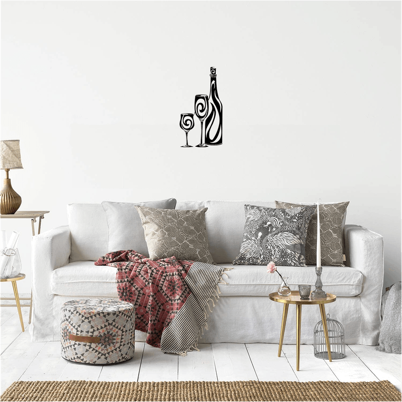 Casa si Gradina - Decoratiuni - Decoratiuni perete - Decor perete Sticla si Pahare HH781 din lemn - 24 L x 45 H (cm) - Infinity.ro