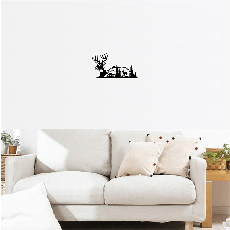 Casa si Gradina - Decoratiuni - Decoratiuni perete - Decor perete Munte cu Cerbi HH701 din lemn - 46 L x 25 H (cm) - Infinity.ro