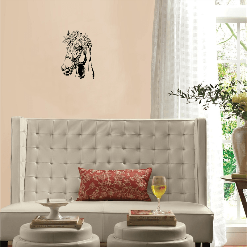 Casa si Gradina - Decoratiuni - Decoratiuni perete - Decor perete Cap de Cal cu Flori HH750 din lemn - 23 L x 35 H (cm) - Infinity.ro