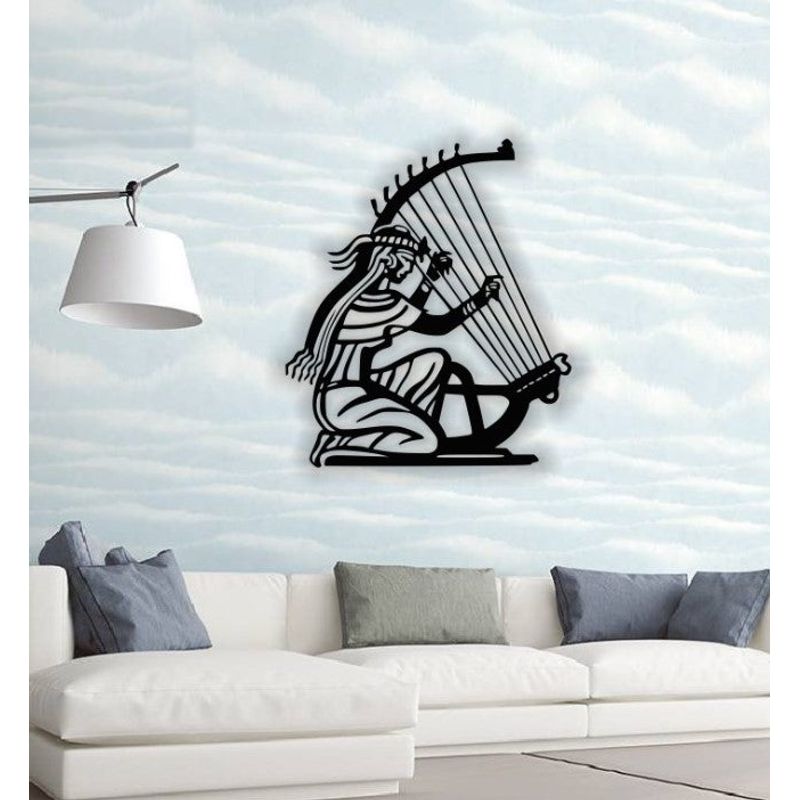 Casa si Gradina - Decoratiuni - Decoratiuni perete - Decor perete Personalizabil Doamna cu Harpa HHH343 din lemn - 25 L x 29 H (cm) - Infinity.ro