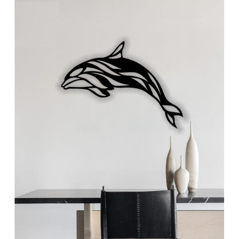 Casa si Gradina - Decoratiuni - Decoratiuni perete - Decor perete Personalizabil Delfin HHH506 din lemn - 40 L x 29 H (cm) - Infinity.ro