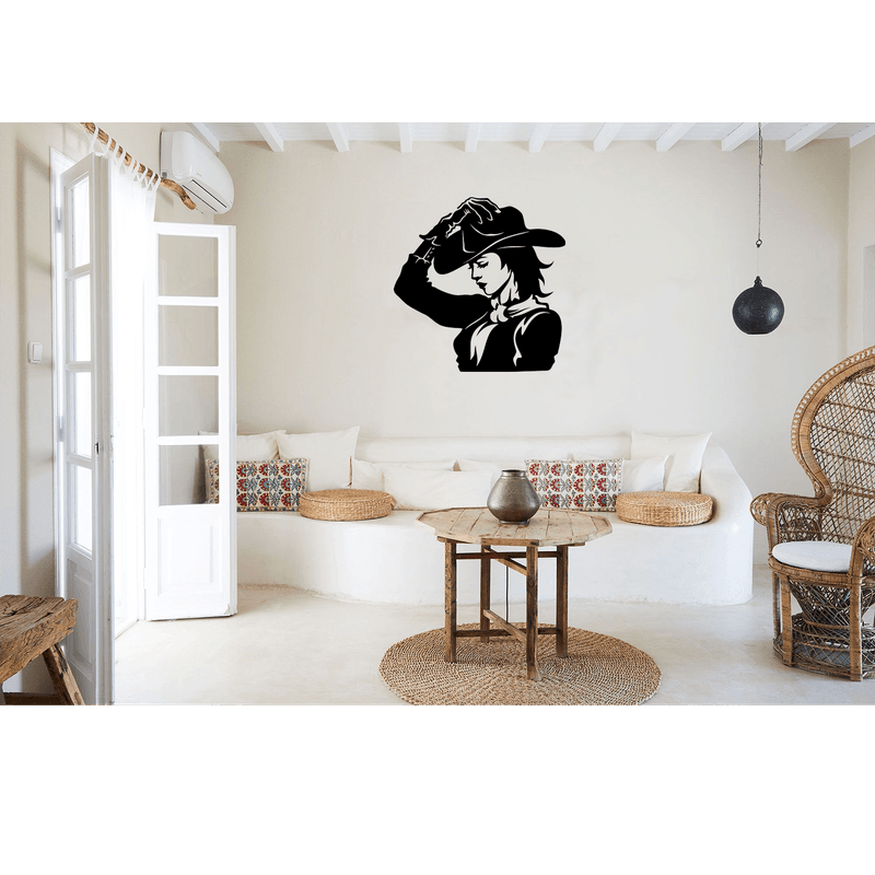 Casa si Gradina - Decoratiuni - Decoratiuni perete - Decor perete Fata Cowboy HH771 din lemn - 37 L x 38 H (cm) - Infinity.ro