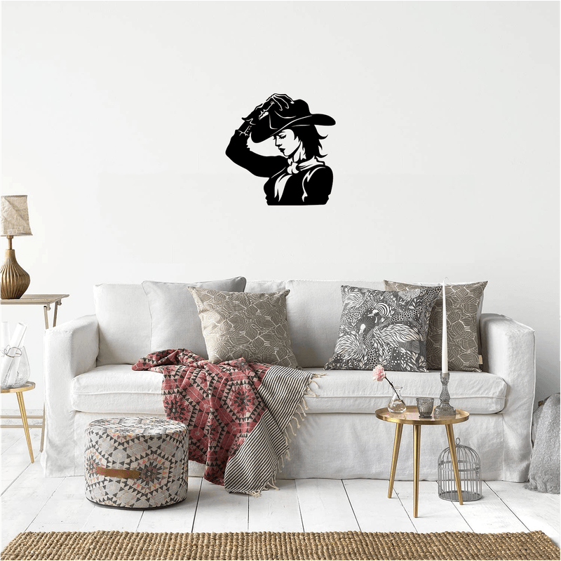 Casa si Gradina - Decoratiuni - Decoratiuni perete - Decor perete Fata Cowboy HH771 din lemn - 37 L x 38 H (cm) - Infinity.ro