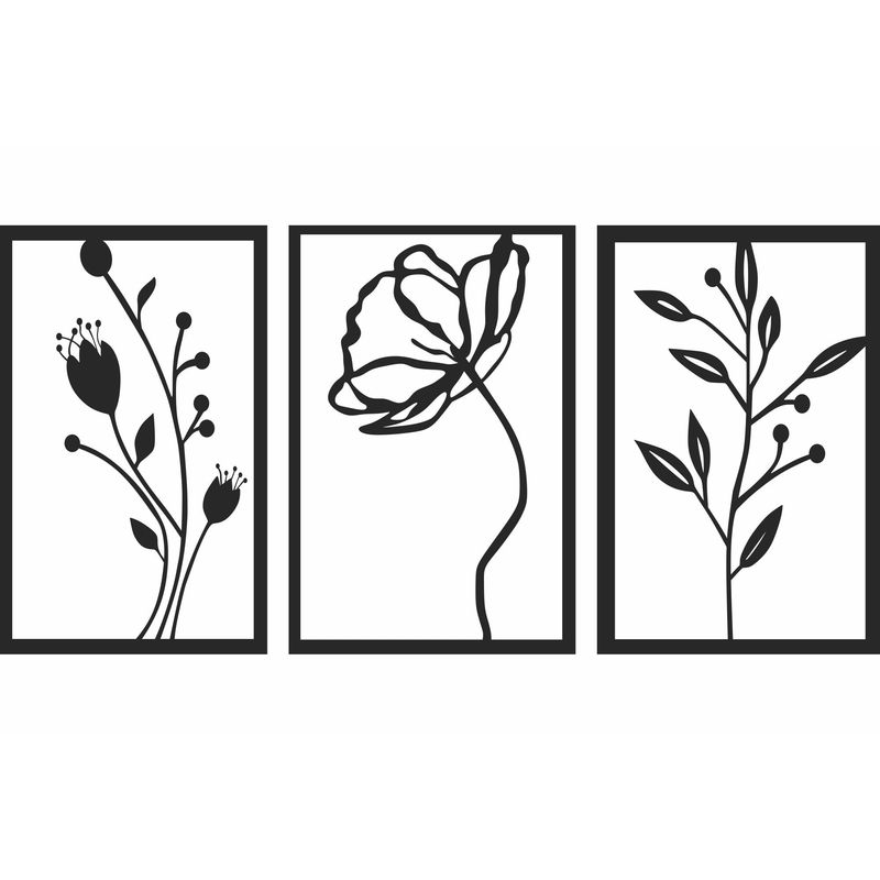 Casa si Gradina - Decoratiuni - Decoratiuni perete - Decor perete Personalizabil 3 Flori HH272 din lemn - 58 L x 28 H (cm) - Infinity.ro