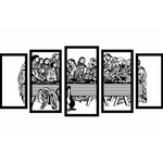 Casa si Gradina - Decoratiuni - Decoratiuni perete - Decor perete Personalizabil 5 parti Cina Cea de Taina din lemn - 90 L x 38 H (cm) - Infinity.ro