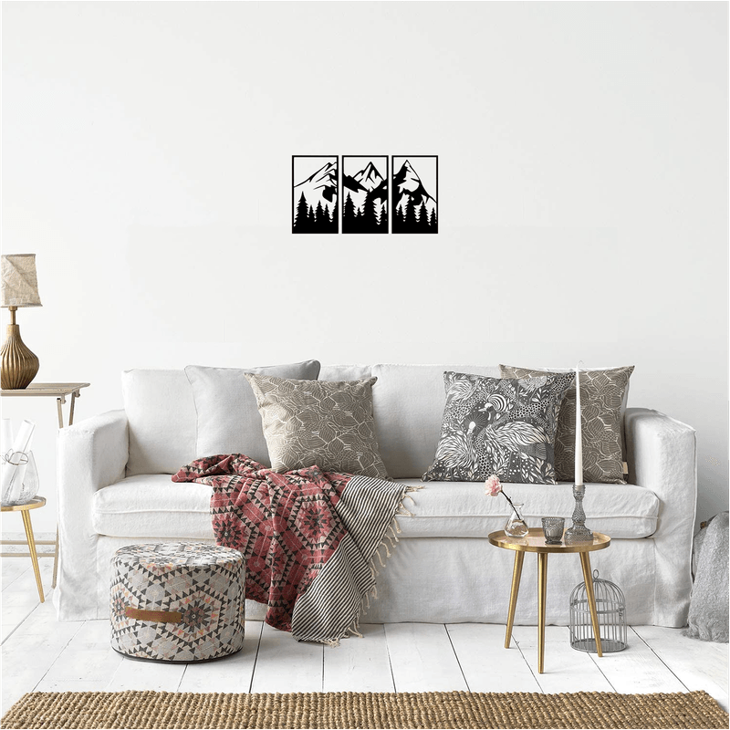 Casa si Gradina - Decoratiuni - Decoratiuni perete - Decor perete Munte din 3 Parti HH702 din lemn - 69 L x 37 H (cm) - Infinity.ro